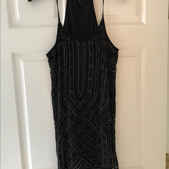Black beaded sheath dress with spaghetti straps - Picture 3 of 9